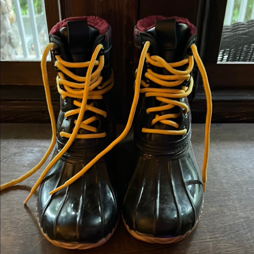 Tommy Hilfiger Black and Yellow Duck Boots